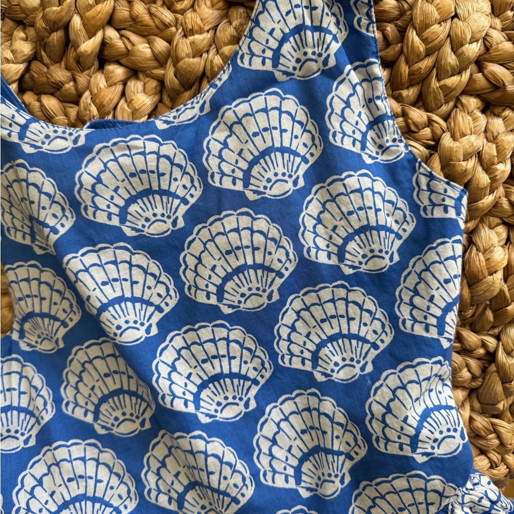 Mini Boden Blue and White Shell Cross-back Sundress